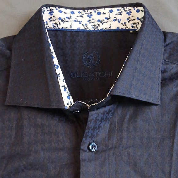 Bugatchi Men's Navy Houndstooth Shirt - Picture 1 of 7
